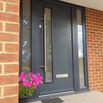 Anthracite Grey contemporary composite door with sidelights