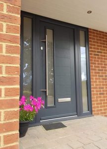 Anthracite Grey Contemporary Composite Door With Sidelights | Vista Trade