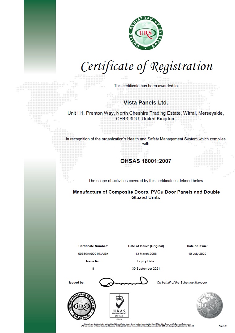OHSAS 18001:2007 registration certificate