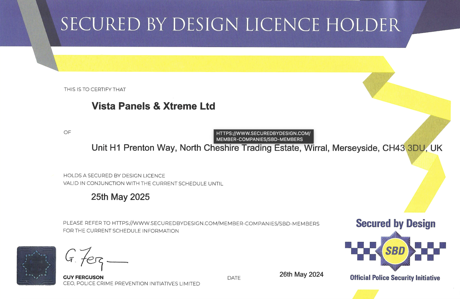 secured by design certificate